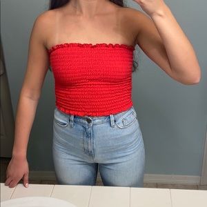 Red stretch tube top